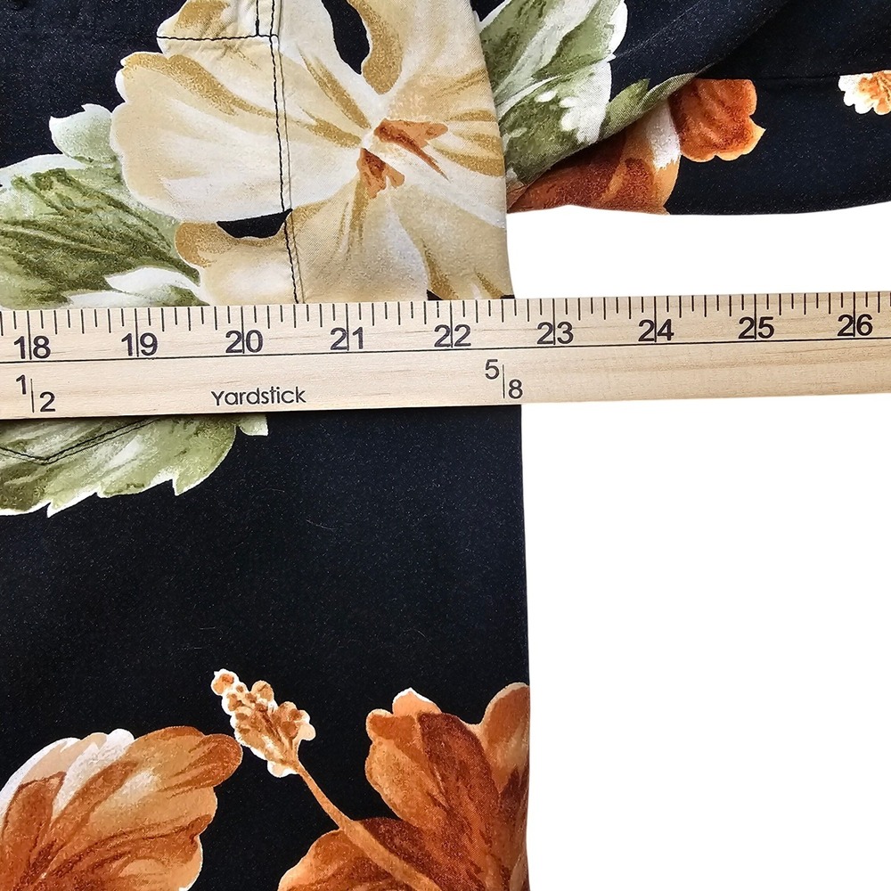 Harley Davidson Mens Black Hibiscus Floral Hawaiian Shirt Viscose Large USA Made - Picture 4 of 11